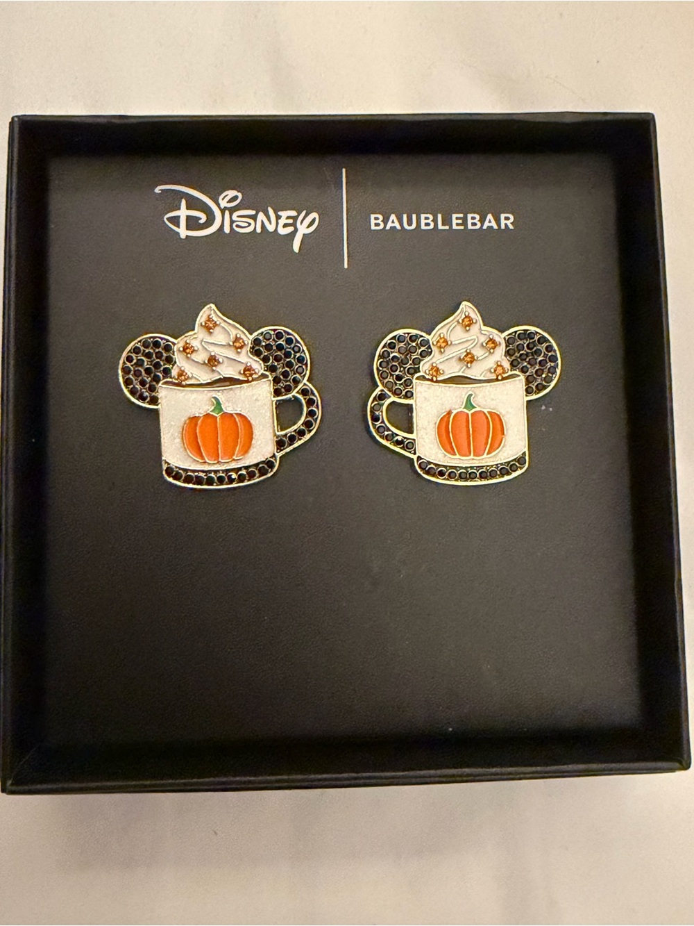BaubleBar Disney MICKEY Pumpkin Spice Latte  Mug Stud Earrings NWT